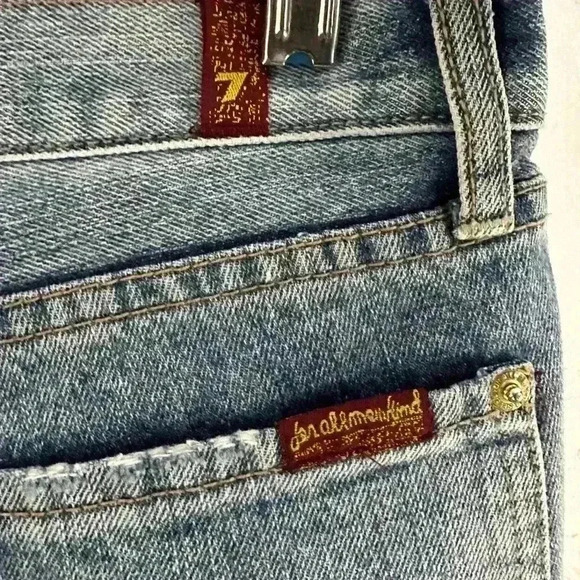 Seven For All Mankind Bootcut Jeans - Medium Wash, Size 28, Distressed Detail - Picture 6 of 6